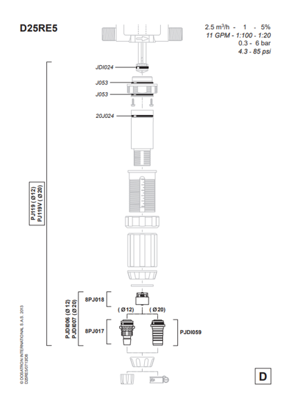 Dosatron Резиновое уплотнение цилиндра 20j024