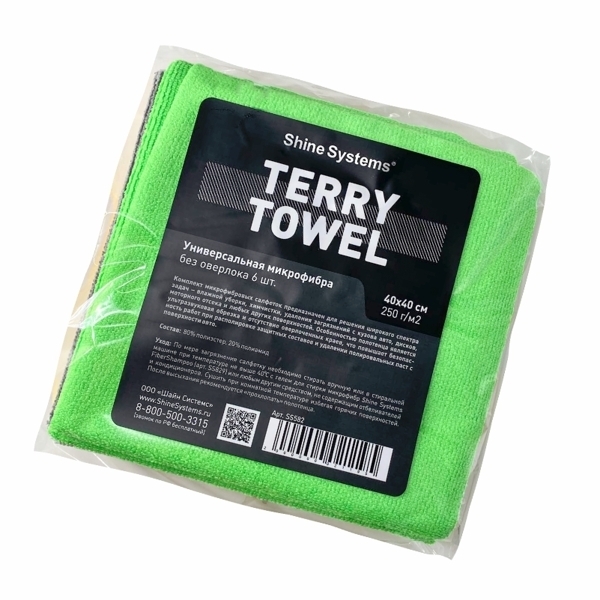 Shine Systems Terry Towel - универсальная микрофибра без оверлока 40*40см, 6 шт